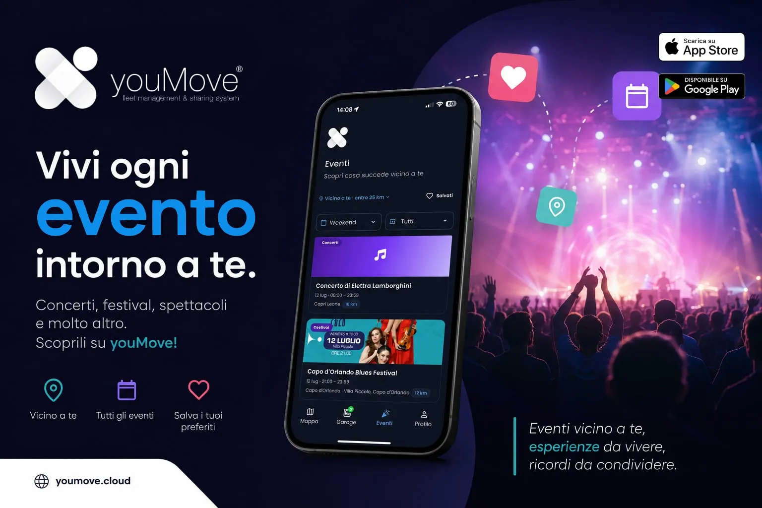 App youMove con la sezione Eventi: 550 eventi in provincia di Messina e oltre 4.000 punti di interesse in Sicilia